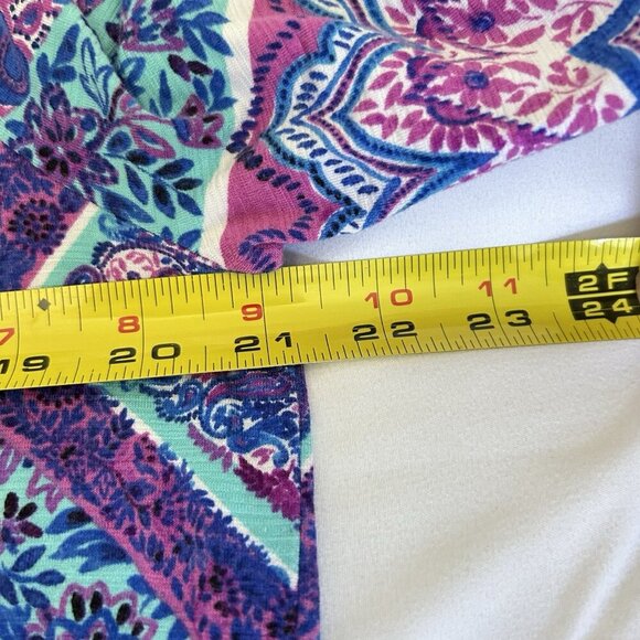 Cupio Womens Large Blue Purple Paisley 3/4 Sleeve Tie Blouse Top Casual - Picture 4 of 8